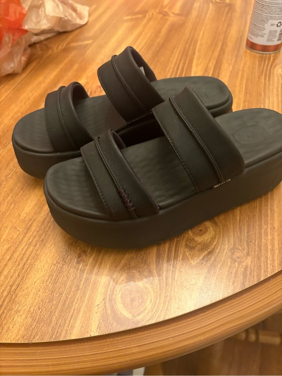 Hey Dude Shoes - Hey Dude Black Double-Strap Platform Mules
